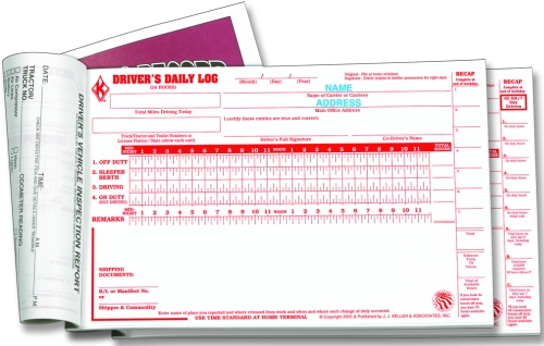 Imprinted Driver's Daily Logs 2-ply with carbon Detailed DVIR and  Simplified Recap Book Format A 621-LD-C